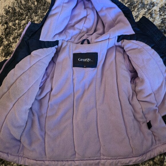 💜 George Girls 5T Color Block Winter Jacket with Hood - Picture 3 of 4